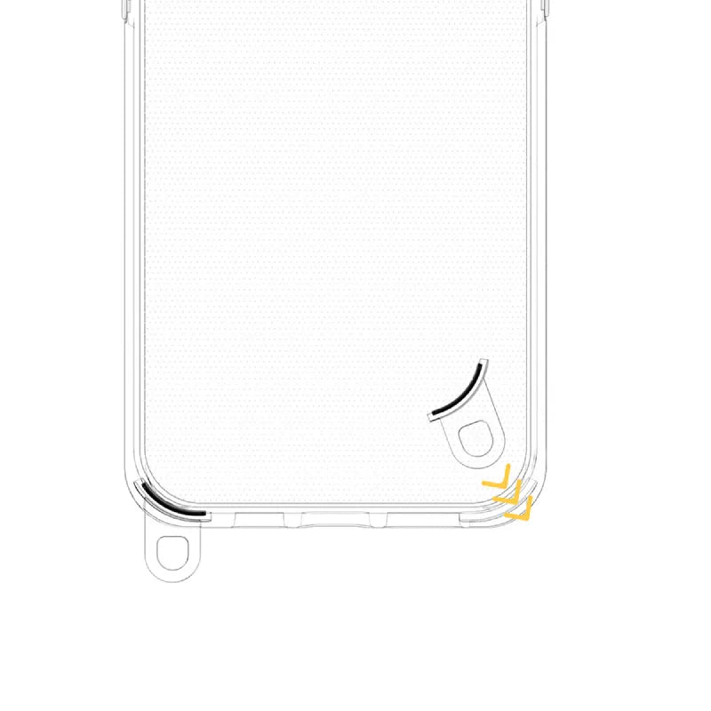 Blushco telefoonhoesje met ketting voor smartphone, stijlvolle accessoire met zwart ontwerp en verstelbare ketting.